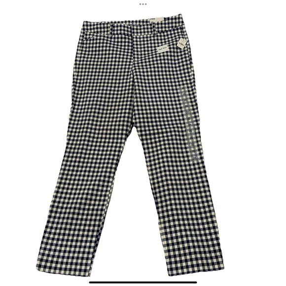 Old Navy Pixie Pants High Rise Size 10 Blue Gingham Secret Smooth Pockets New - Picture 1 of 16